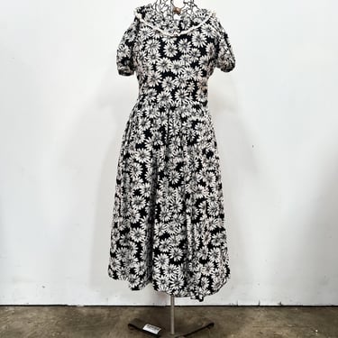 Vintage Black and White Floral Dress 