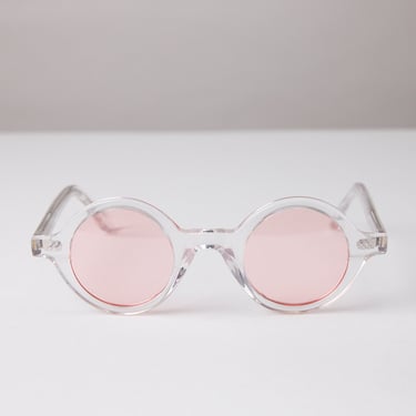 New York Eye_rish, Greystones. Clear Frame with Pink Lenses 