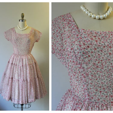 Vintage 50s Jonathan Logan Sheer crepe seersucker atomic print dress   // Modern Size 0 2 4 xs s 