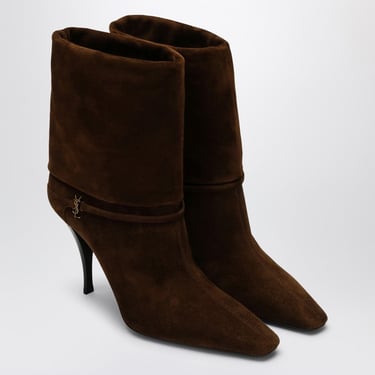 Saint Laurent Brown Niki Boots In Suede Women