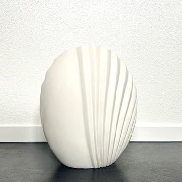 Vintage Post Modern Art Deco Inspired Large Oval White Wave Design Ceramic Vase, Hallmark's New Horizons Collection 