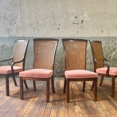 Vintage High Back Double Caned Mahogany Dining Chairs by Bernhardt HENRENDON MCM