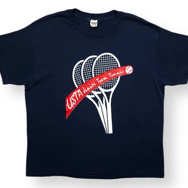 Vintage 80s United States Tennis Association Junior Team Tennis Graphic T-Shirt Size Large/XL 
