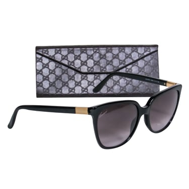 Gucci - Black Squoval Sunglasses w/ Gold Trim