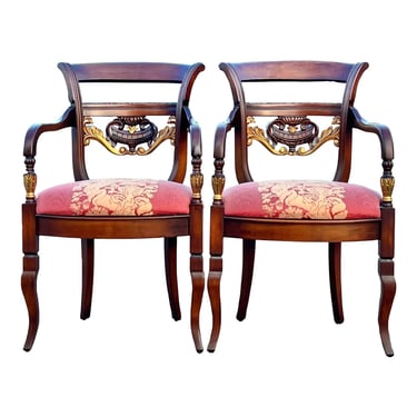 Carved and Gilded Regency Armchairs - a Pair 