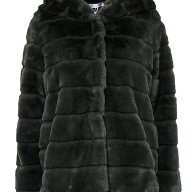 Apparis - Green Faux Fur Coat w/ Hood Sz M
