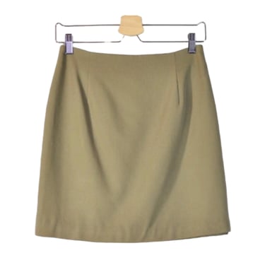 Minimal Mini Skirt High Waisted Short Skirt Olive Green Dark Khaki Beige Taupe Neutral Simple Preppy Above The Knee Skirt Medium Size 8 
