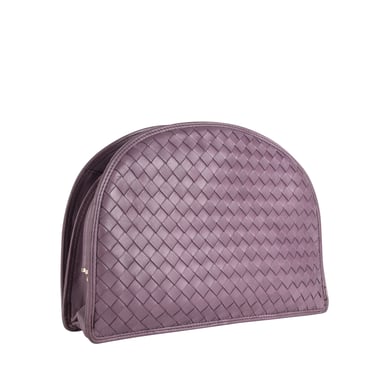 Bottega Veneta Vintage Pale Purple Woven Intrecciato Leather Half Moon Clutch Bag