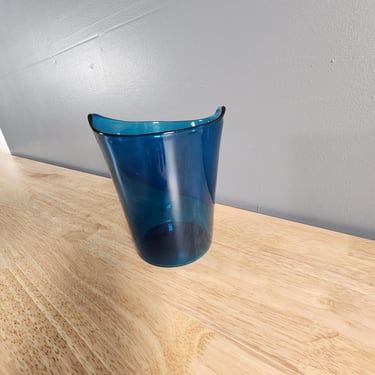 Blue Glass Bowl Vase 