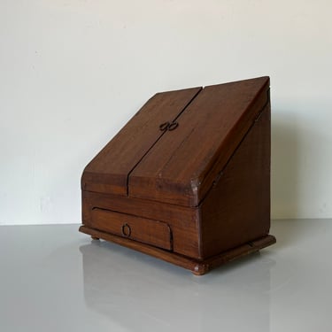 Vintage Handmade Primitive - Style Mahogany Box 