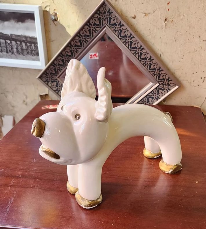 Rare Deco Dog Figurine by Kent Art Ware, Japan. Circa 1925. Mom N Pop