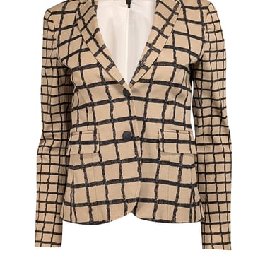 Rag & Bone - Beige & Black Windowpane Print Blazer Sz 2