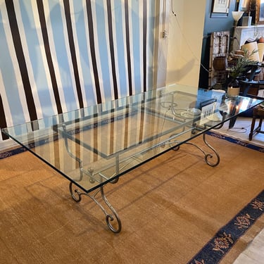 Country French Glass and Steel Dining Table by Pierre Deux 