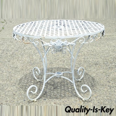 Wrought Iron French Pastry Style Country Lattice Scroll Round Patio Dining Table