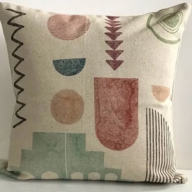 Block Printed Geometric Sand Pillow