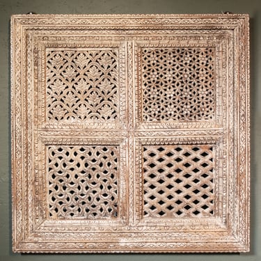 Hand Carved & Painted Square Wall Hanging