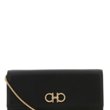 Salvatore Ferragamo Woman Black Leather Gancini Wallet