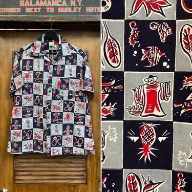 トップス Special 50s\"Arrow\"rayon gabadine shirts 1950s Arrow Gabanaro Rayon Shirt