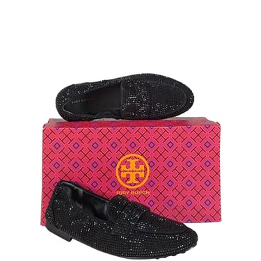 Tory Burch - Black Suede Rhinestone Embellished Ballet Flats Sz 9