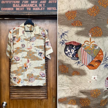 Vintage 1940's “Hawaiian Surf” Japan Asian Pattern Crepe Hawaiian Shirt, 40' | Vintage on Hollywood | Hollywood - Los Angeles, CA Vintage 1940's “Hawaiian Surf” Japan Asian Pattern Crepe Hawaiian Shirt, 40' | Vintage on Hollywood | Hollywood - Los Angeles, CA