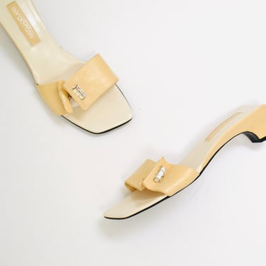80s 90s Vintage Sergio Rossi Tan White Leather | Hooked on Honey
