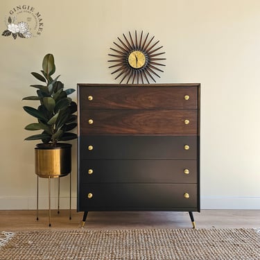 Refinished Mid-century Modern Highboy ***please read ENTIRE listing prior to purchasing SHIPPING is NOT free 