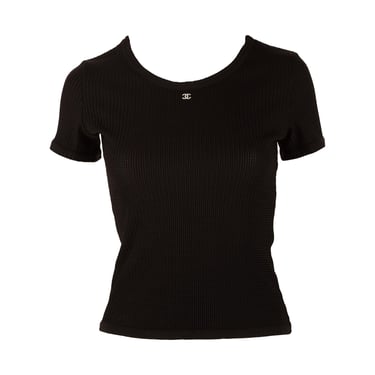 Chanel Black Textured Logo Top