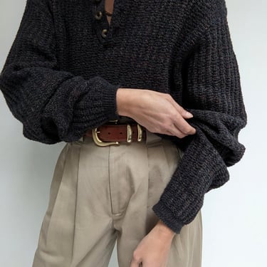 90s Woven Henley Sweater