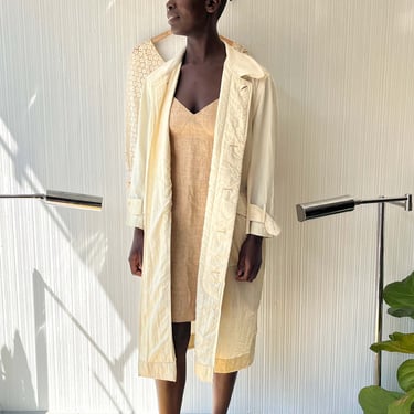 Matsuda Ivory Nylon Blend Trench Coat 