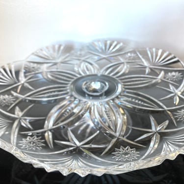 Large Pressed Glass Cake Stand 