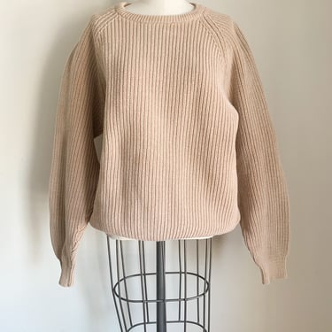 Vintage 1990s Beige Heavy Cotton Sweater / men's M-L 