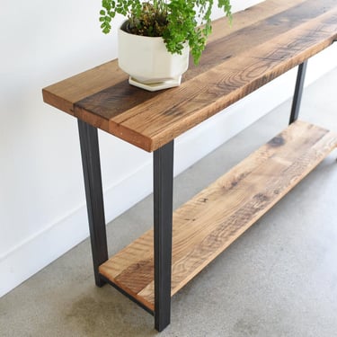 Quick Ship Farmhouse Console Table with Lower Shelf / Reclaimed Wood Entryway Table / Sofa Table - SHIPS FREE! 