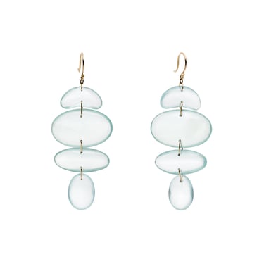 TenThousandThings 18k Oval Totem Aqua Earrings