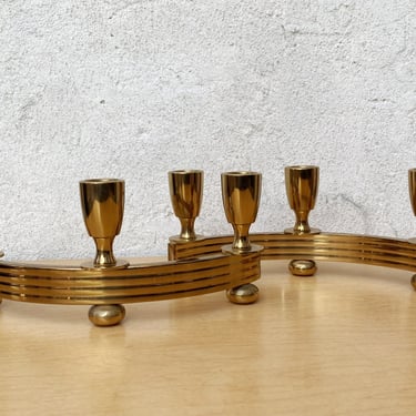Pair Brass Deco Candlelabra Candle Stick Holders by Dirilyte #1 