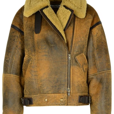 Acne Studios Brown Leather Sheepskin Jacket Woman
