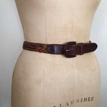 Multicolored Woven Leather Belt - 1990s 