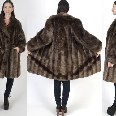 Mid Length Beaver Fur Coat, Vintage Winter Overcoat, Real Heavyweight Wilderness Jacket 