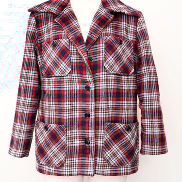 Schlampp's Wool Jacket Plaid Coat 1960's, 1970's vintage Chore Coat, Mid Century Mod 