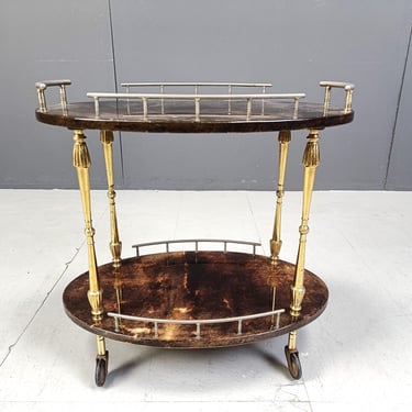 Italian Lacquered Goatskin / Parchment Serving Bar Cart by Aldo Tura, 1960s - Vintage design trolley - Chic Italian vintage bar cart 