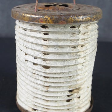 Antique rural Japan iron tin lamp lantern candle 1930 architecture. 