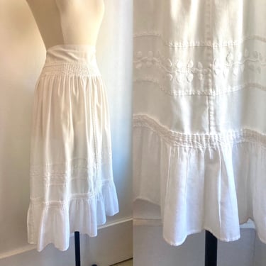 Lovely Vintage Edwardian HAND STITCHED EMBROIDERED Pintuck Prarie Style Slip Skirt 