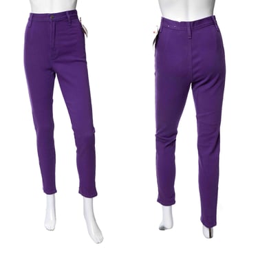 1980's Bonjour Deadstock Purple Stretch Straight Leg Jeans Size S