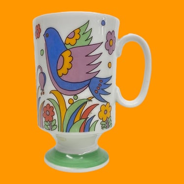 Vintage Arnart Mug Retro 1960s Mid Century Modern + Royal Crown + Paradise 3793 + Porcelain + Bird + Flower Design + MCM Kitchen + Drinking 