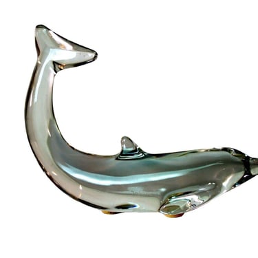 Baccarat Dolphin Fine Crystal Contemporary Sculpture Etched Signature 