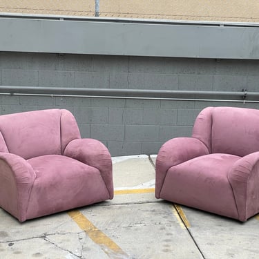 Post Modern 80s Lounge Chairs in Mauve - PAIR 