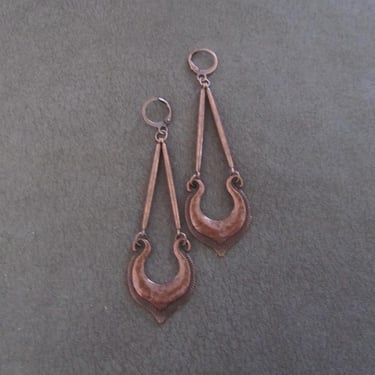 Long copper earrings 