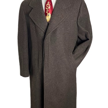 Vintage 1940s Wool TWEED Overcoat ~ size 40 R ~ Trench Coat ~ 