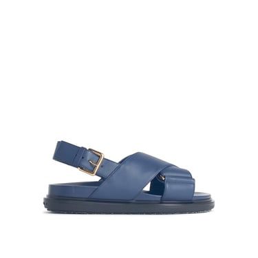 Marni 'Fussbett' Blue Leather Sandals Women