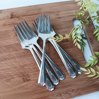 Vintage 8 Wm A Rogers La France by International Silver Salad Dessert Forks / Silver Plate Flatware / Replacement Utensils/ 1920s 