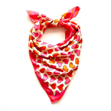 Vintage Hearts Scarf Pink White Womens Accessories 